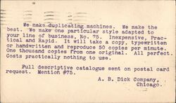 A.B. Dick Company Duplicating Machines Advertising Postal Card Postcard