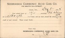 Nebraska Carbonic Acid Gas Co. Omaha NE Business Invoice Postcard Postcard Postcard Postcard