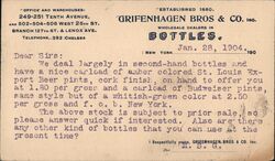 Griffenhagen Bros Bottles Postcard