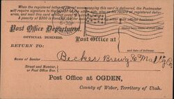 Official Business Post Office Department Return Card Postcard