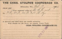 Chas. Stolper Cooperage Co. Postcard