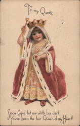 To My Queen Valentine Child Postcard