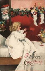 A Merry Christmas -  Santa & Toys Santa Claus Ellen Clapsaddle Postcard Postcard Postcard