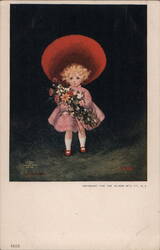 Little Girl with Flowers Spring Postcard Postcard