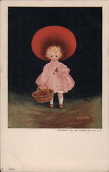 Autumn Girl with Cherries Postcard Postcard