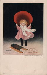 Winter Girl with Red Hat Postcard