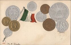 Mexico Flag & Coins Postcard Postcard