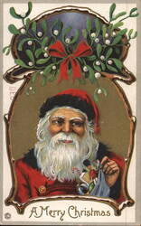 Santa Claus with Toys A Merry Christmas Postcard