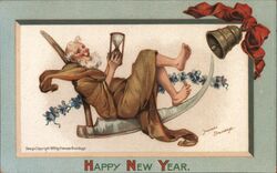 Happy New Year Father Time Frances Brundage Postcard Postcard Postcard