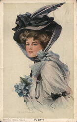 Philip Boileau Woman with Blue Flowers Postcard Postcard