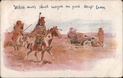 White Man's Skunk Wagon Heap Lame Comic Postcard