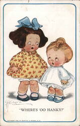 Where's 'Oo Hanky?  Little Girls Postcard Grace Wiederseim Postcard Postcard Postcard