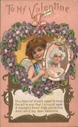 To My Valentine Heart of Violets Postcard Postcard