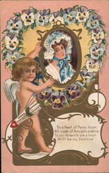 Cupid Heart of Pansy Bloom Valentine Postcard