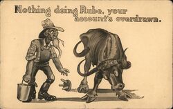 Rube Overdrawn Account Comic Postcard Postcard