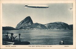 Graf Zeppelin Airship Over Rio de Janeiro Postcard