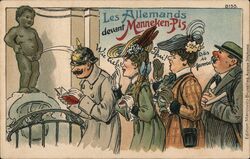 Comic: Les Allemands Devant Manneken-Pis Brussels, Belgium Postcard Postcard Postcard