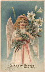 Happy Easter Angel Postcard With Angels Postcard Postcard Postcard