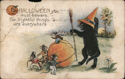 Halloween Black Cat Pumpkin Mice Postcard Postcard Postcard Postcard