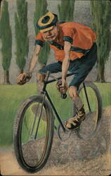 Comic Cyclist Postcard Postcard