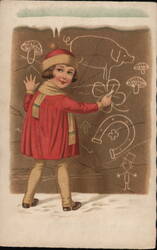 Little Artist New Year Children Postcard Postcard Postcard