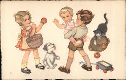 Children with Toys and Pets Ejo Postcard Postcard Postcard