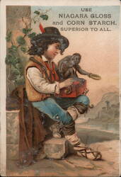 Niagara Gloss Starch Boy with Monkey Organ Grinders Trade Card Trade Card Trade Card