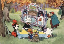 Disney Organ Grinder Picnic Scene Postcard Postcard Postcard