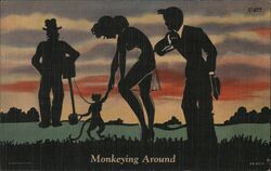 Monkeing Around Silhouette Postcard