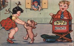 Children Dancing Dog Organ Grinder Organ Grinders Metzner Postcard Postcard Postcard