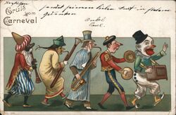 Carnival Band Caricatures Postcard