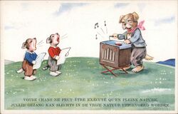 Singing Dogs with Organ Grinder Postcard