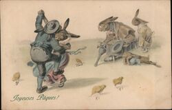 Joyeuses Pâques Bunnies Dancing With Bunnies Ri Postcard Postcard Postcard