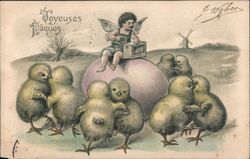 Joyeuses Pâques Chicks & Fairy Postcard