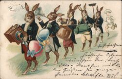 German Easter Bunny Band Postcard Postcard