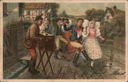 Festive German Dancers Oberaula, Germany Organ Grinders Postcard Postcard Postcard