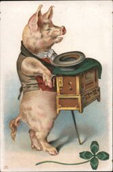 Lucky Pig Organ Grinder Organ Grinders J.S. Postcard Postcard Postcard