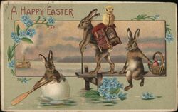 A Happy Easter Bunnies With Bunnies Postcard Postcard Postcard