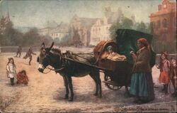 London Street Piano Donkey Cart Postcard