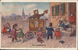 Cats Organ Grinder Postcard Postcard