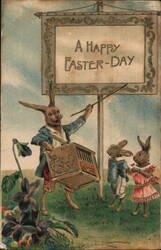 A Happy Easter-Day Germany With Bunnies Postcard Postcard Postcard