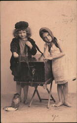 Organ Grinder with Monkey Children AJO Postcard Postcard Postcard