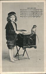 Auld Lang Syne Child Monkey Children Postcard Postcard Postcard