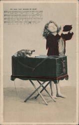 Child Playing Organ Grinder Children Postcard Postcard Postcard