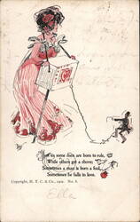 Ella Comic Valentine Postcard Superior Women / Tiny Men Dwig Postcard Postcard Postcard