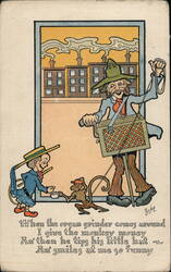 Organ Grinder Tips Hat Organ Grinders Bishop Postcard Postcard Postcard