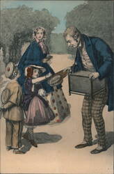 Children & Organ Grinder Postcard