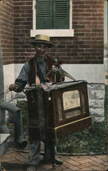 Old Village Organist Postcard