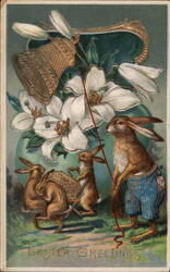 Easter Bunnies with Lilies Postcard