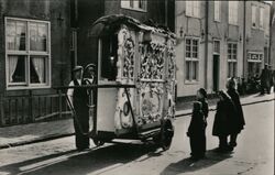 Gavioli Organ, Children Watching Netherlands Organ Grinders Postcard Postcard Postcard